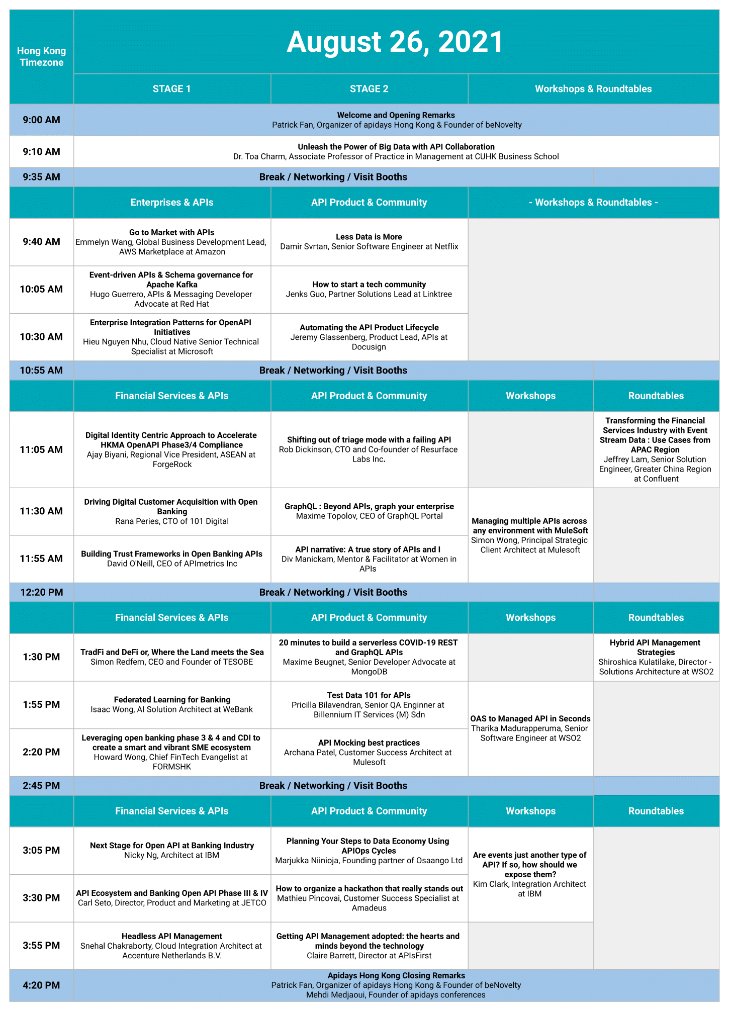 Apidays Live Hong Kong 2021 Agenda – Day 2 (August 26, 2021)